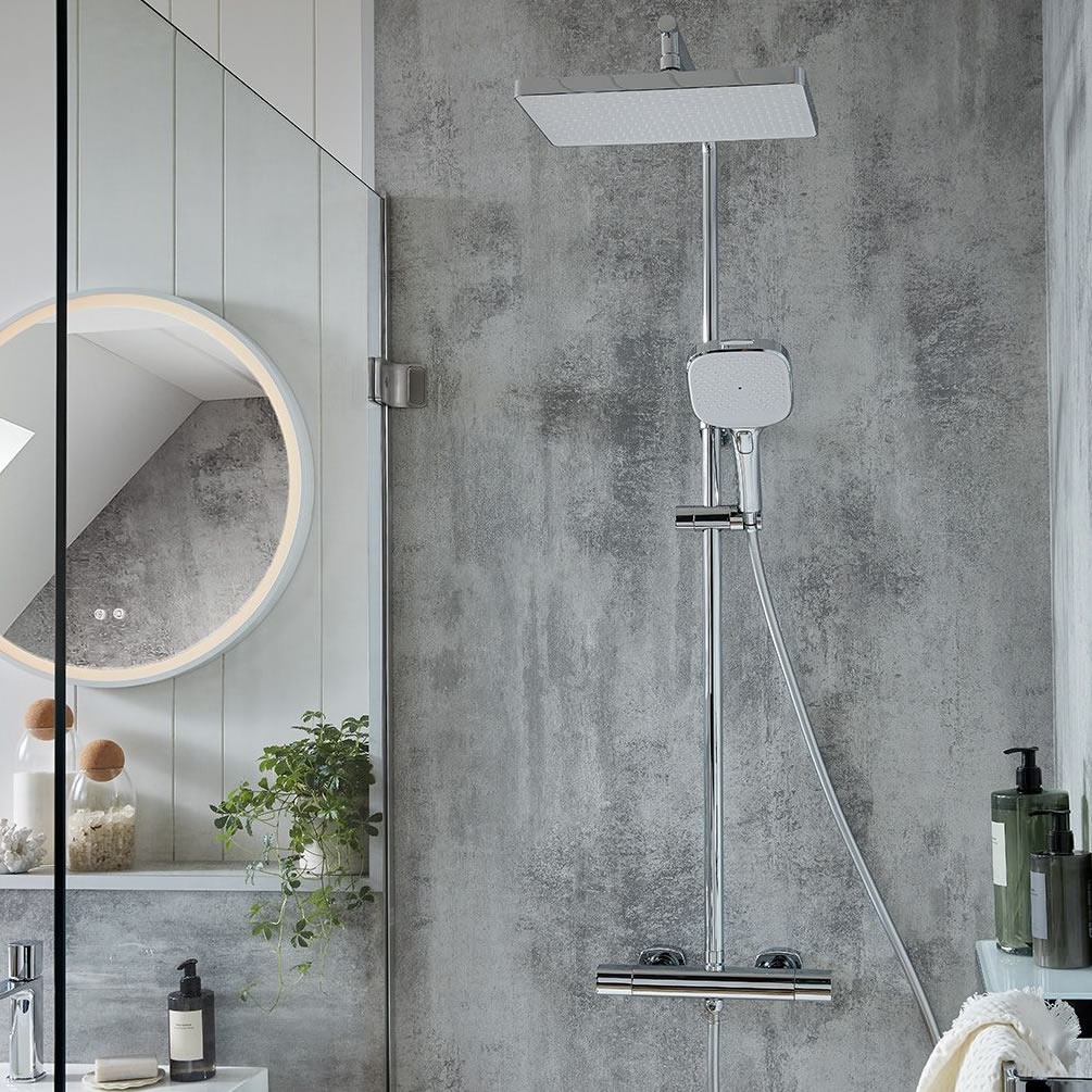Vado Cameo Chrome Wall Mounted Thermostatic Exposed Shower Bar Valve - Lifestyle Image